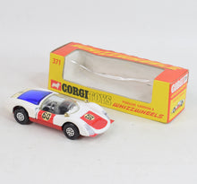 Corgi toys 371 Porsche Virtually Mint/Nice box (dark blue engine cover)