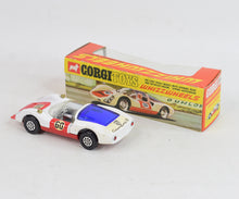 Corgi toys 371 Porsche Virtually Mint/Nice box (dark blue engine cover)