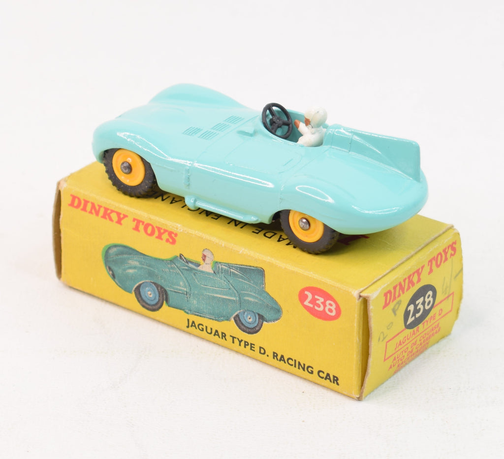 Dinky Toys 238 D type Jaguar Virtually Mint/Boxed (Yellow plastic