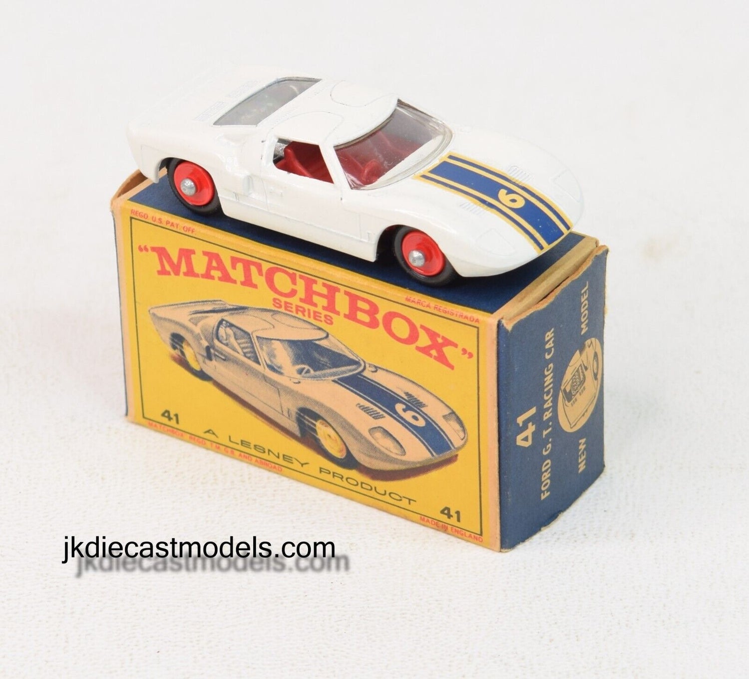 Matchbox Lesney 41 Ford G.T Racing car Virtually Mint/Boxed (red hubs)