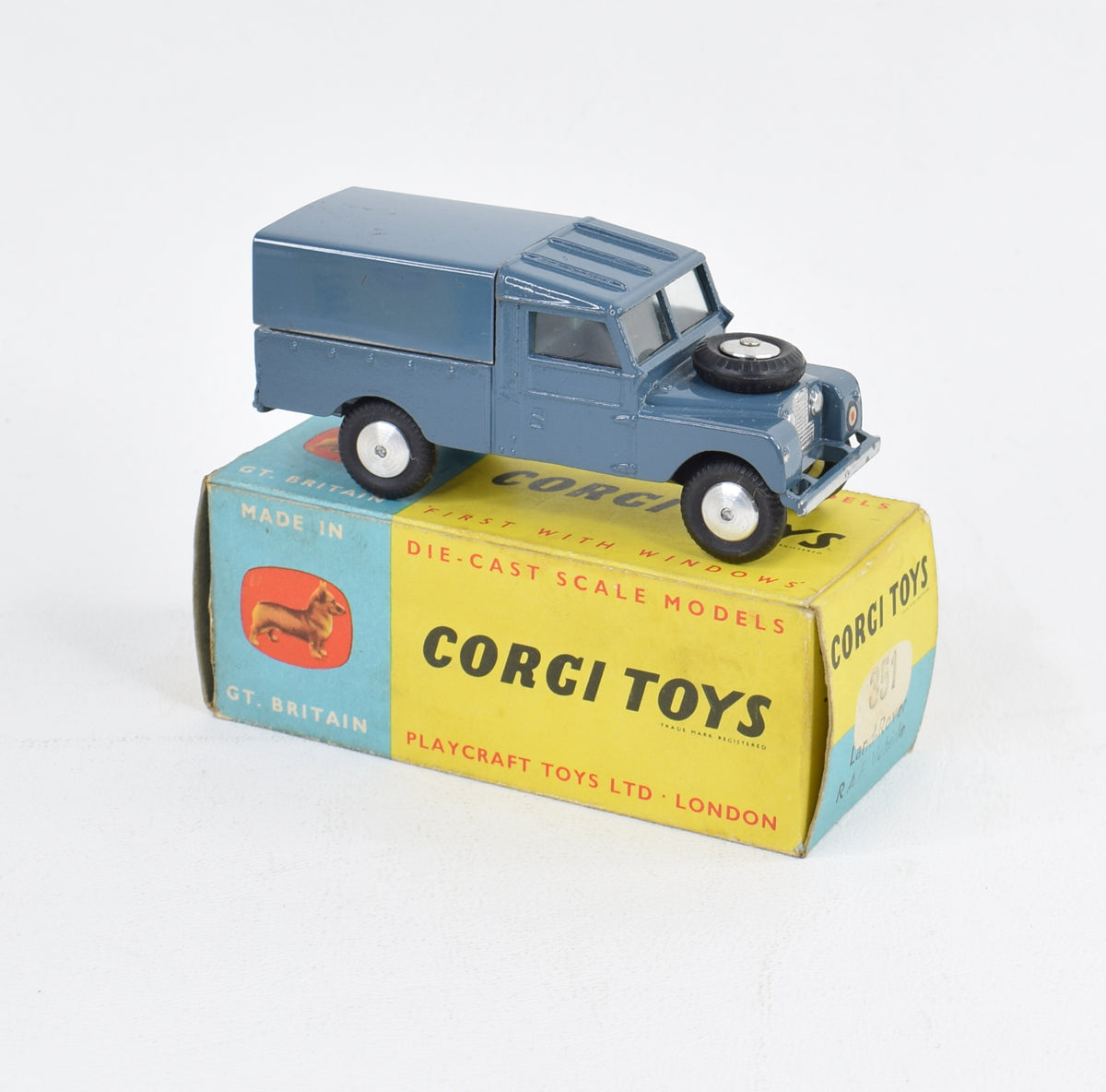 Corgi Toys 351 R.A.F Land-Rover Very Near Mint/Boxed (Rare end stamp box)
