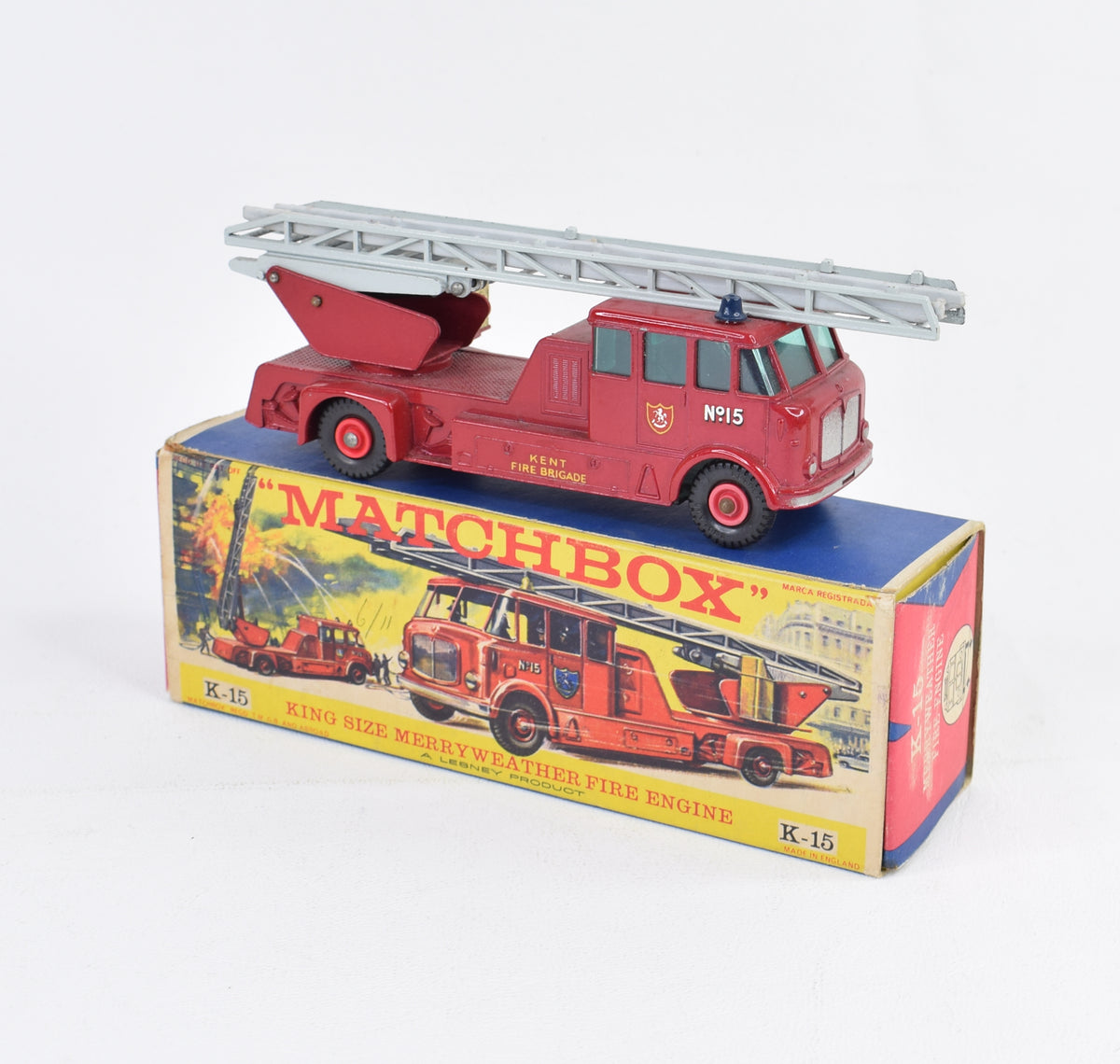 Matchbox King Size K-15 Merryweather Fire Engine Virtually Mint/Nice box