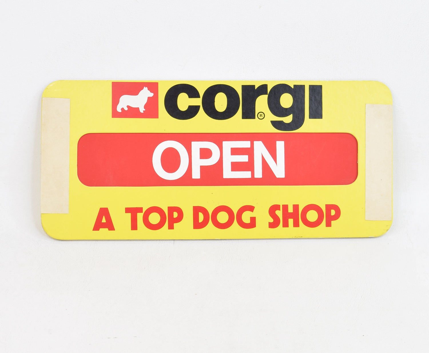 Corgi Shopkeeper's Open/Closed door sign 'A TOP DOG SHOP' (Old store stock)