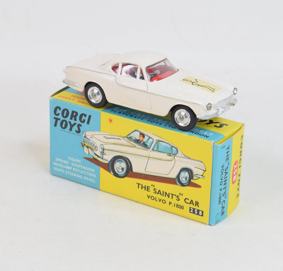 Corgi Toys 258 'Saint' P1800 Virtually Mint/Nice box (Off white/light cream)