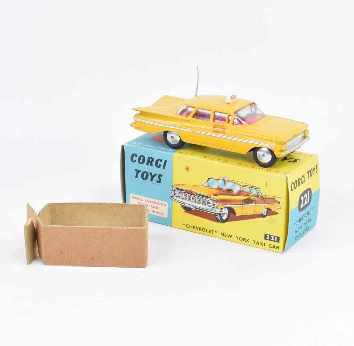 Corgi toys 221 'Chevrolet' New York Taxi Virtually Mint/Nice box