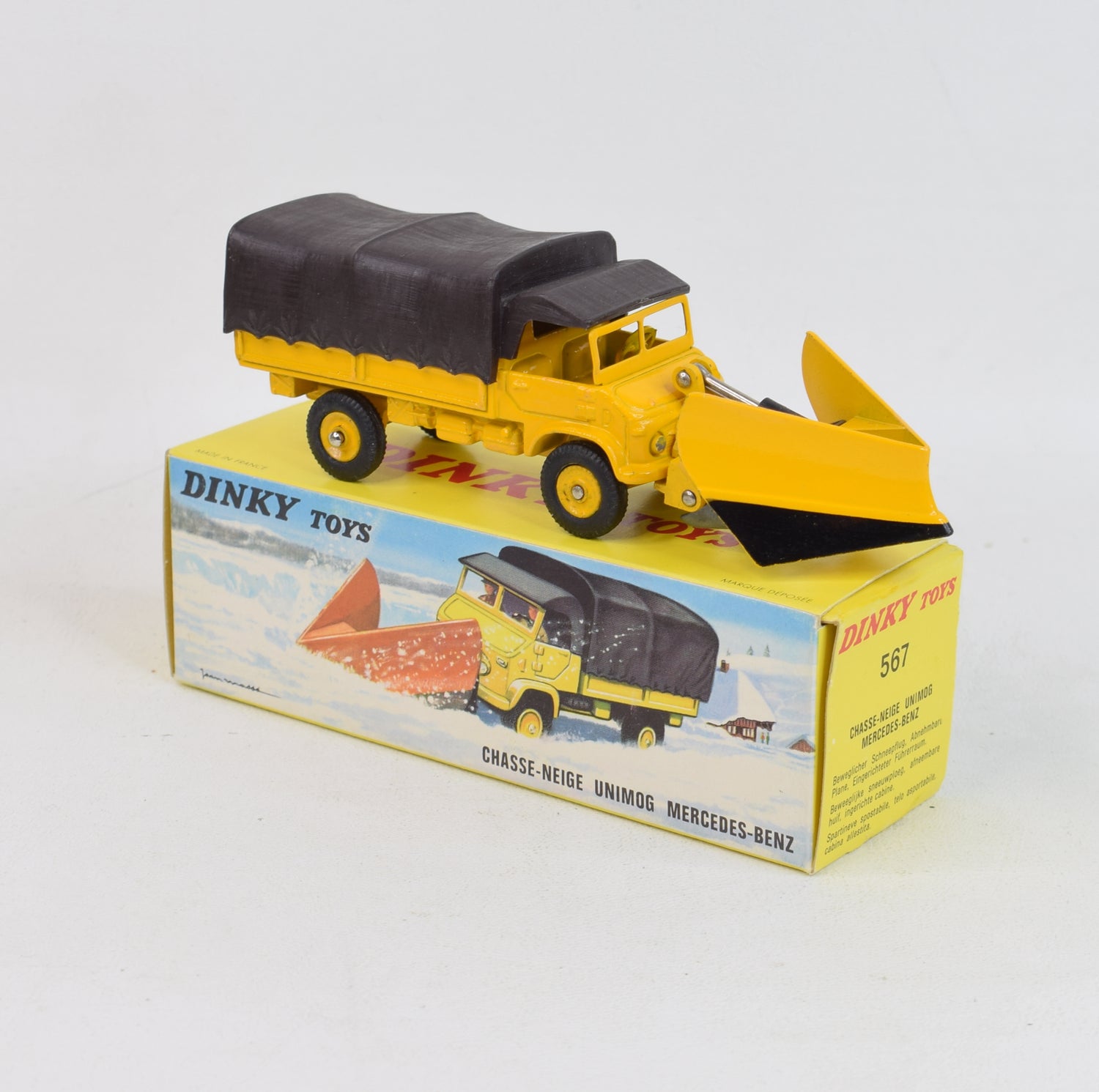 French Dinky Toys 567 Unimog with snow plough Virtually Mint/Nice box