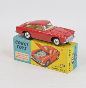 Corgi toys 218 Aston Martin D.B.4 Virtually Mint/Nice box (shaped hubs/closed vent)