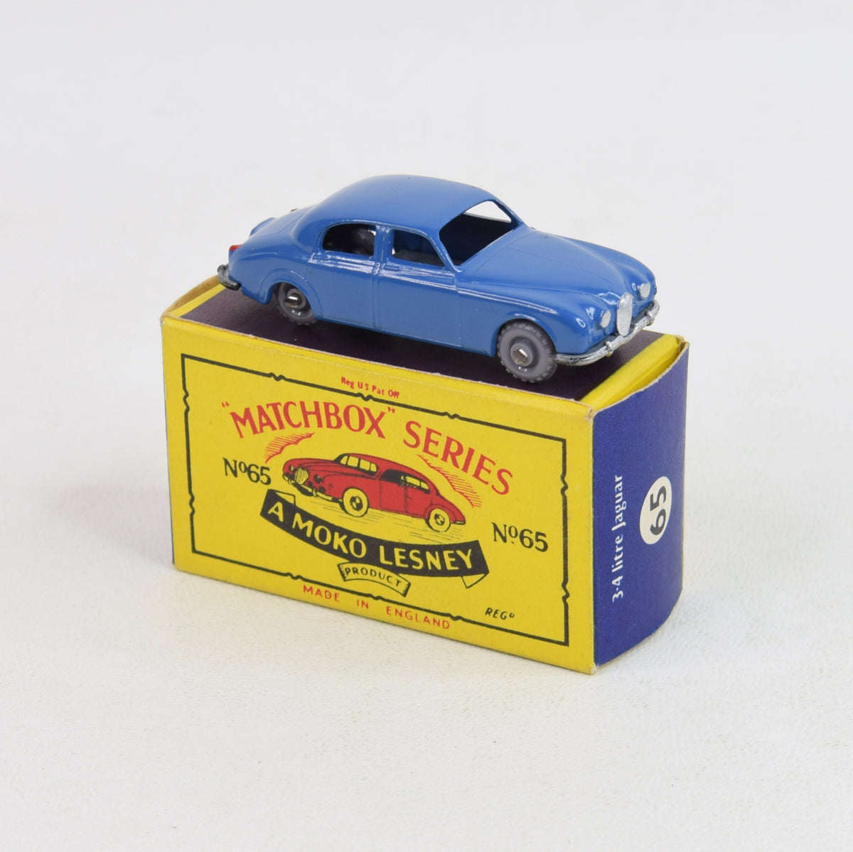 Matchbox Lesney 65 3,4 Jaguar GPW/B3 box Virtually Mint/Nice box