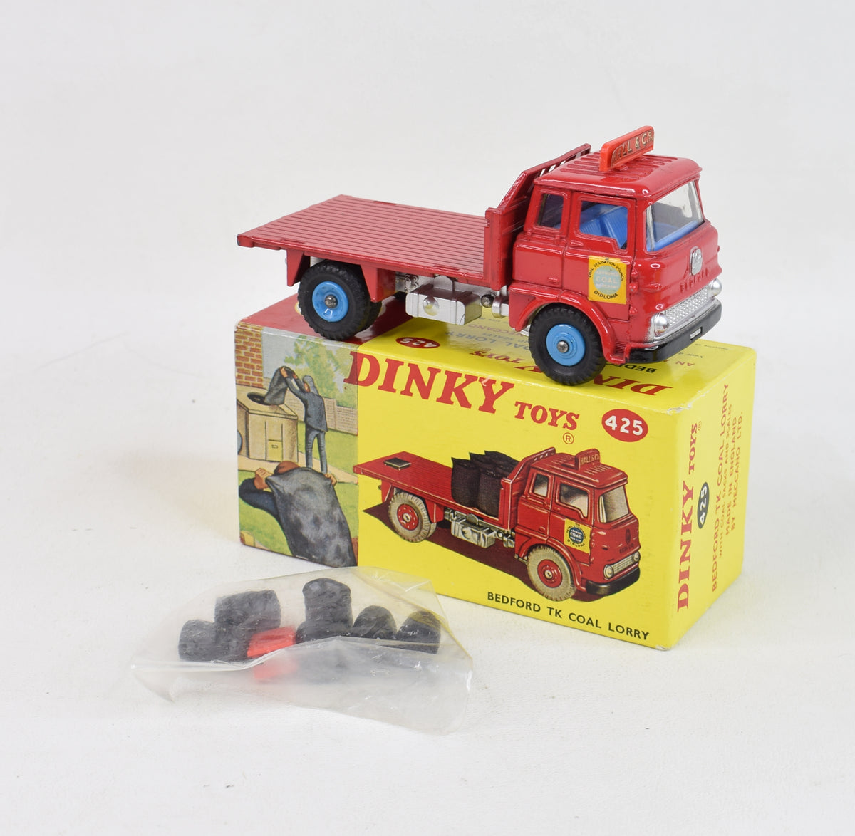 Dinky Toys 425 Bedford TK Coal Truck Very Near Mint/Nice box (blue plastic hubs)