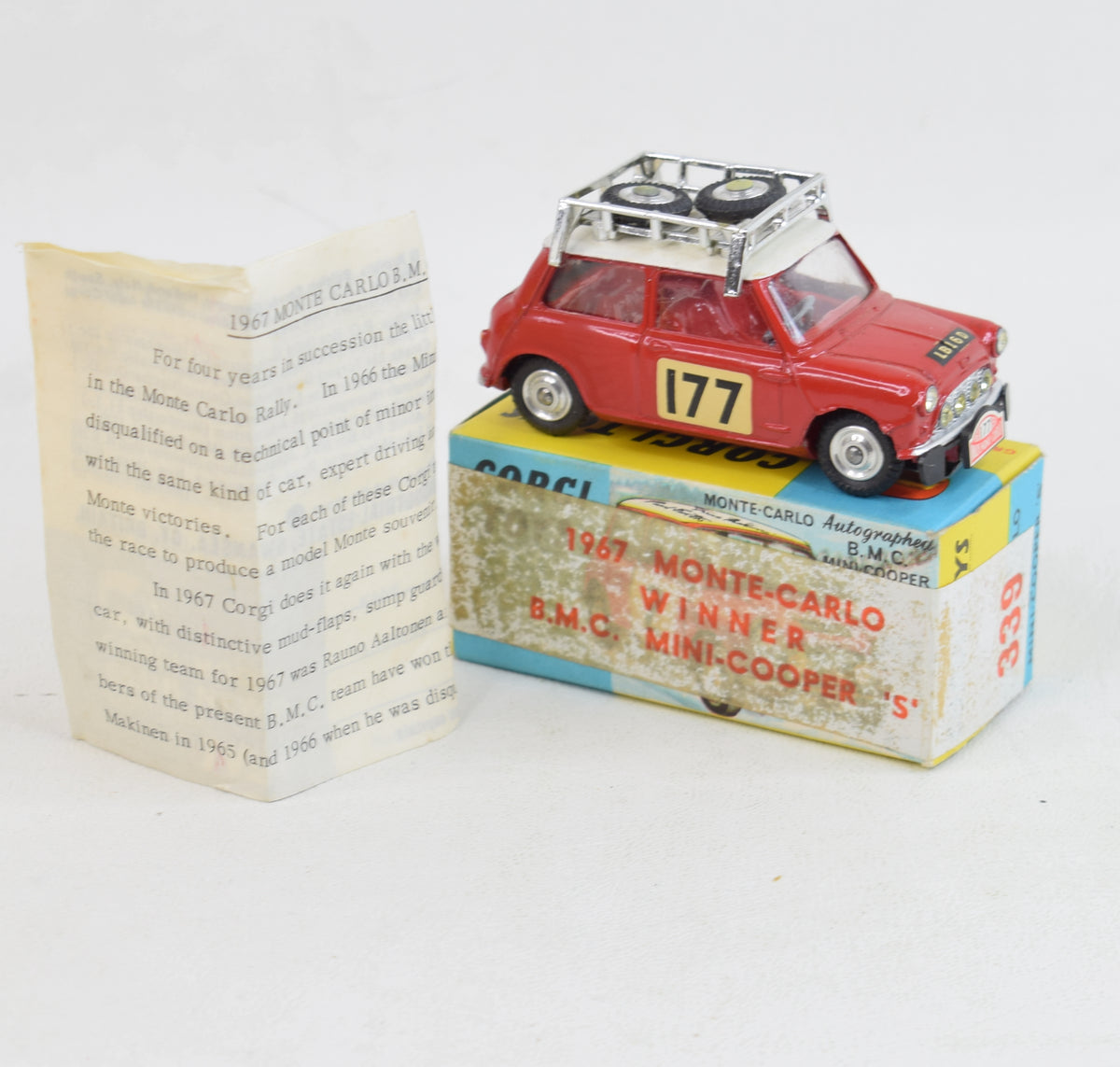 Corgi Toys 339 Austin Monte Carlo Mini Cooper 'S'. Virtually Mint/Nice box