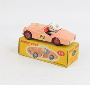 Dinky toys 111 Triumph Tr2 Virtually Mint/Nice box (red hubs/red interior)