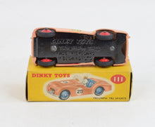 Dinky toys 111 Triumph Tr2 Virtually Mint/Nice box (red hubs/red interior)