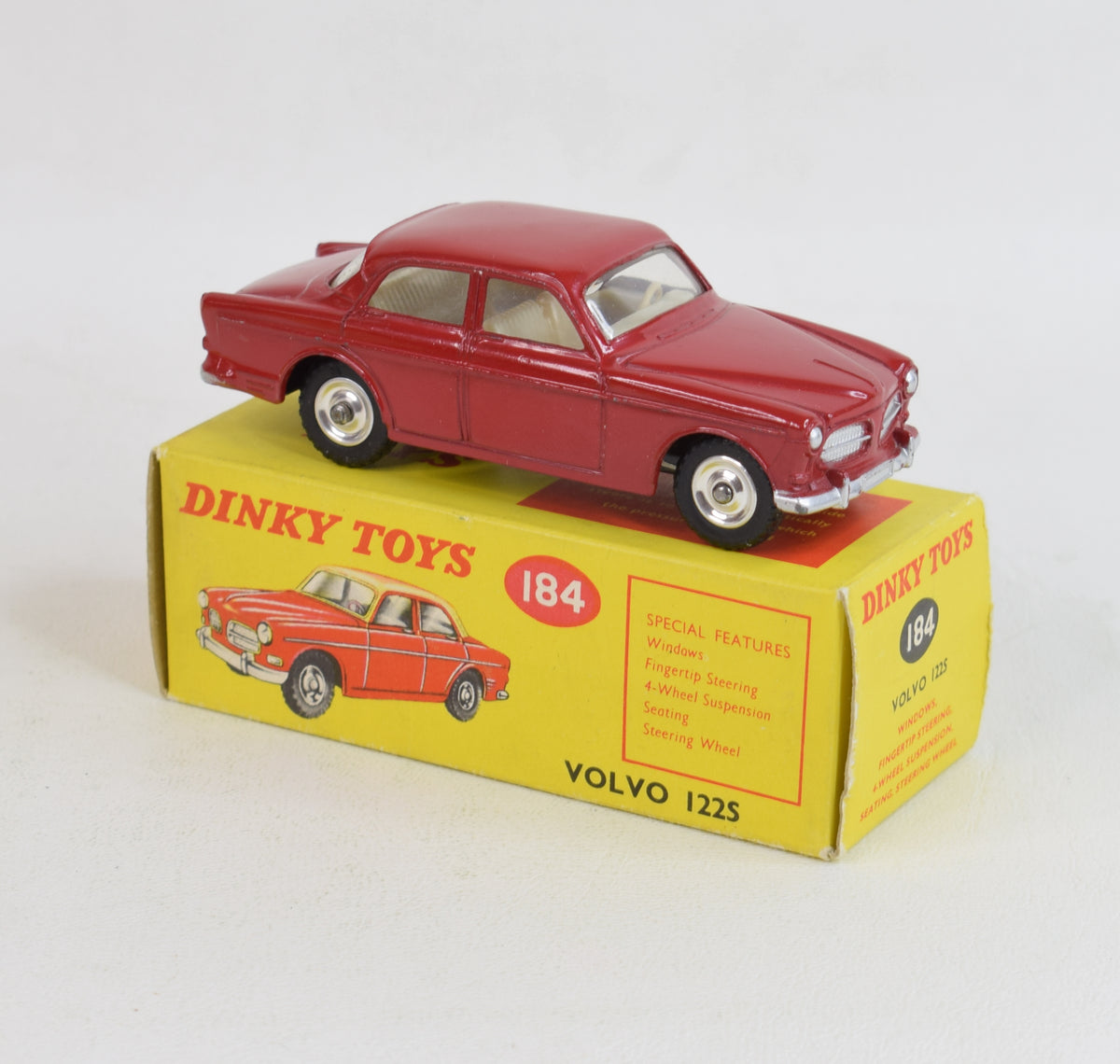 Dinky toys 184 Volvo 122s Virtually Mint/Nice box (Dark red)