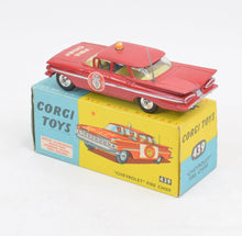 Corgi toys 439 'Chevrolet' Fire chief Virtually Mint/Nice box ''Swansea Collection''