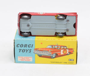 Corgi toys 439 'Chevrolet' Fire chief Virtually Mint/Nice box ''Swansea Collection''