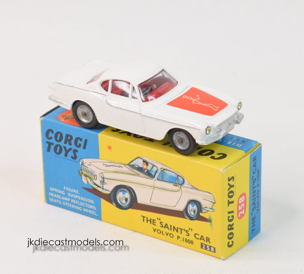 Corgi Toys 258 'Saint' P1800 Virtually Mint/Nice box (Cast hubs)