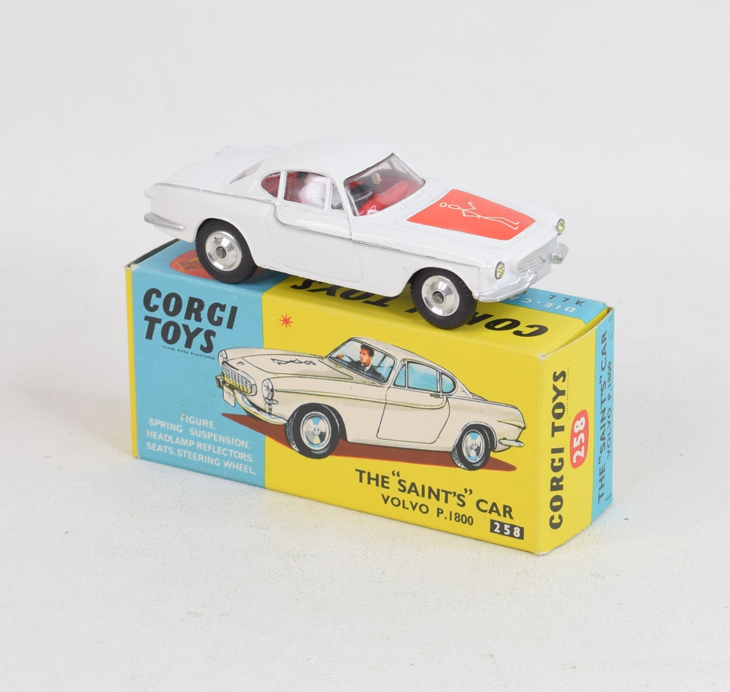 Corgi Toys 258 'Saint' P1800 Virtually Mint/Nice box (Shaped hubs)