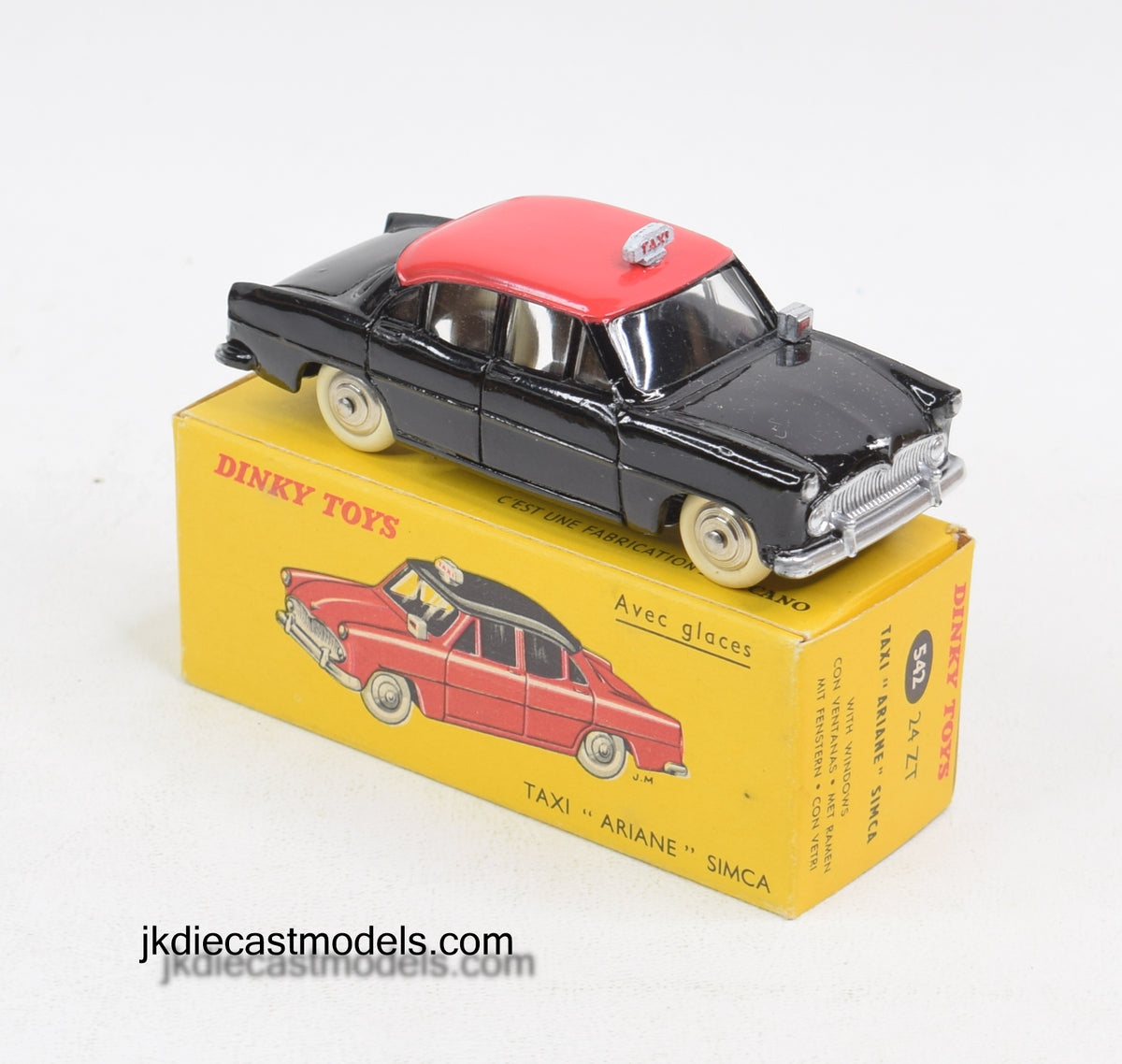 French Dinky 542 24zt Simca Ariane Taxi Virtually Mint/Nice box (Convex hubs)