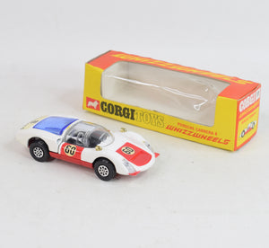 Corgi toys 371 Porsche Virtually Mint/Nice box (light blue blue engine cover)