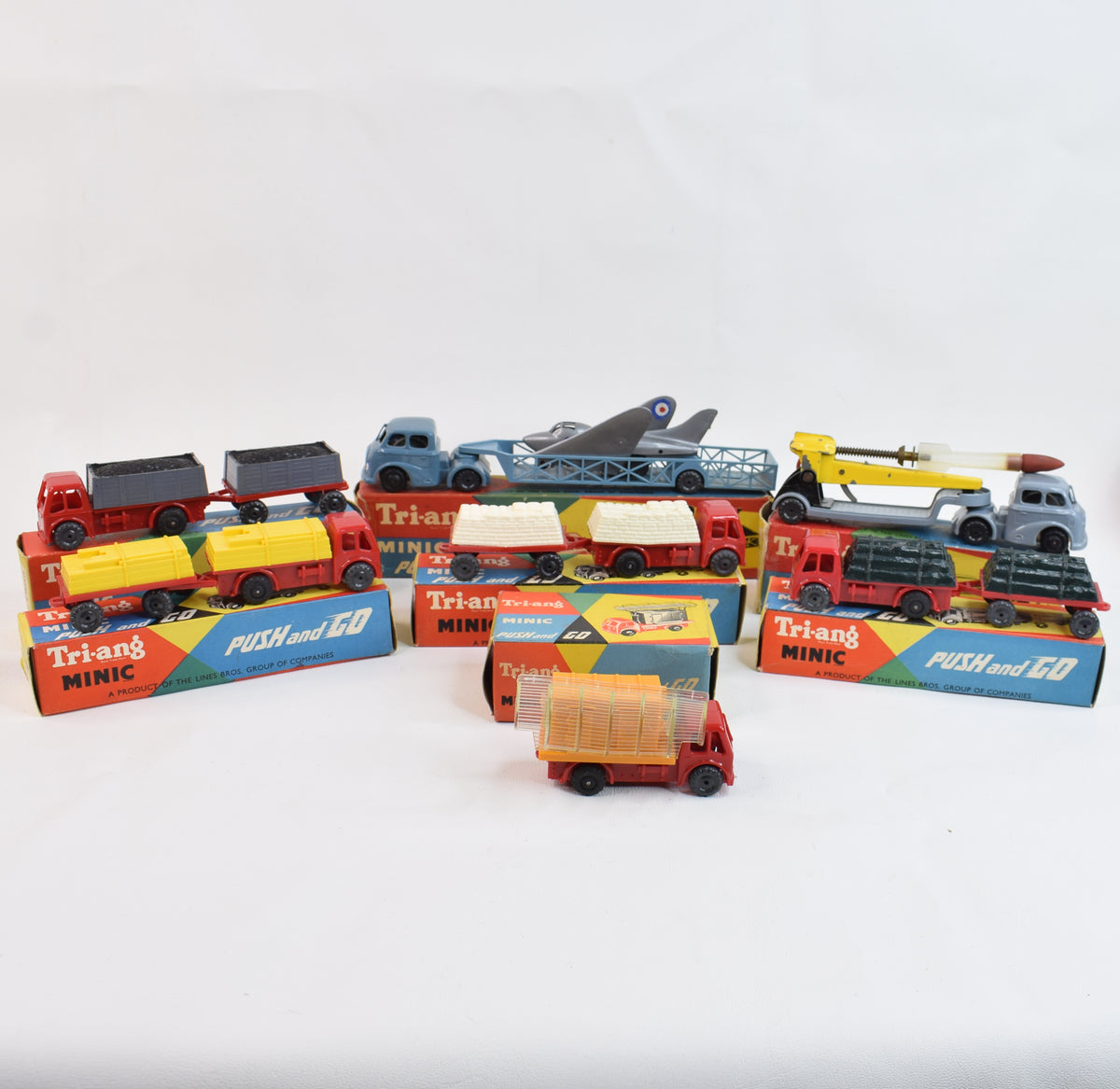 7 x Tri-ang Minic Push & Go Virtually Mint/Boxed