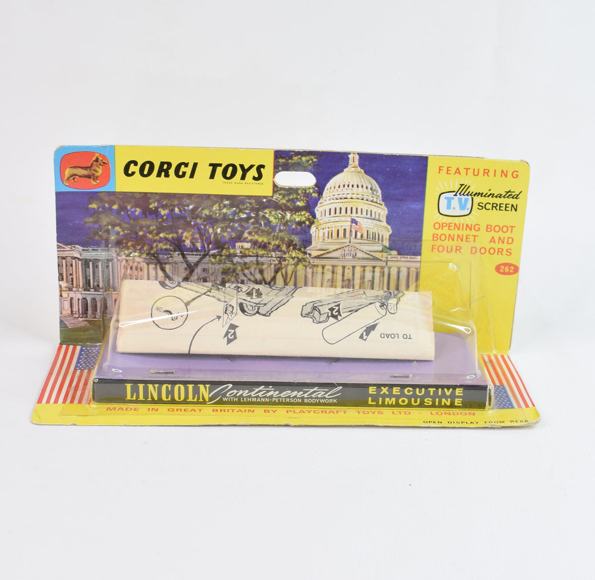 Corgi toys 262 Lincoln Continental box and slip
