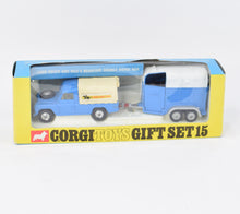 Corgi Toys Gift Set 15  Land-Rover with Rice's horse Trailer Virtually Mint/Nice box (Shaped hubs)