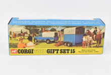 Corgi Toys Gift Set 15  Land-Rover with Rice's horse Trailer Virtually Mint/Nice box (Cast hubs)