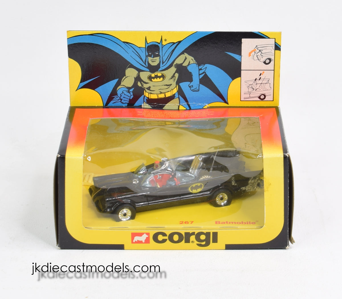Corgi toys 267 Batmobile Virtually Mint/Nice box (1983 Batcopter decal version)