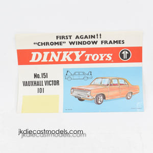Dinky toy 151 Vauxhall Victor shop display flyer/poster