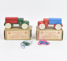 Tri-ang toys Pull-A-Long container lorry x 2