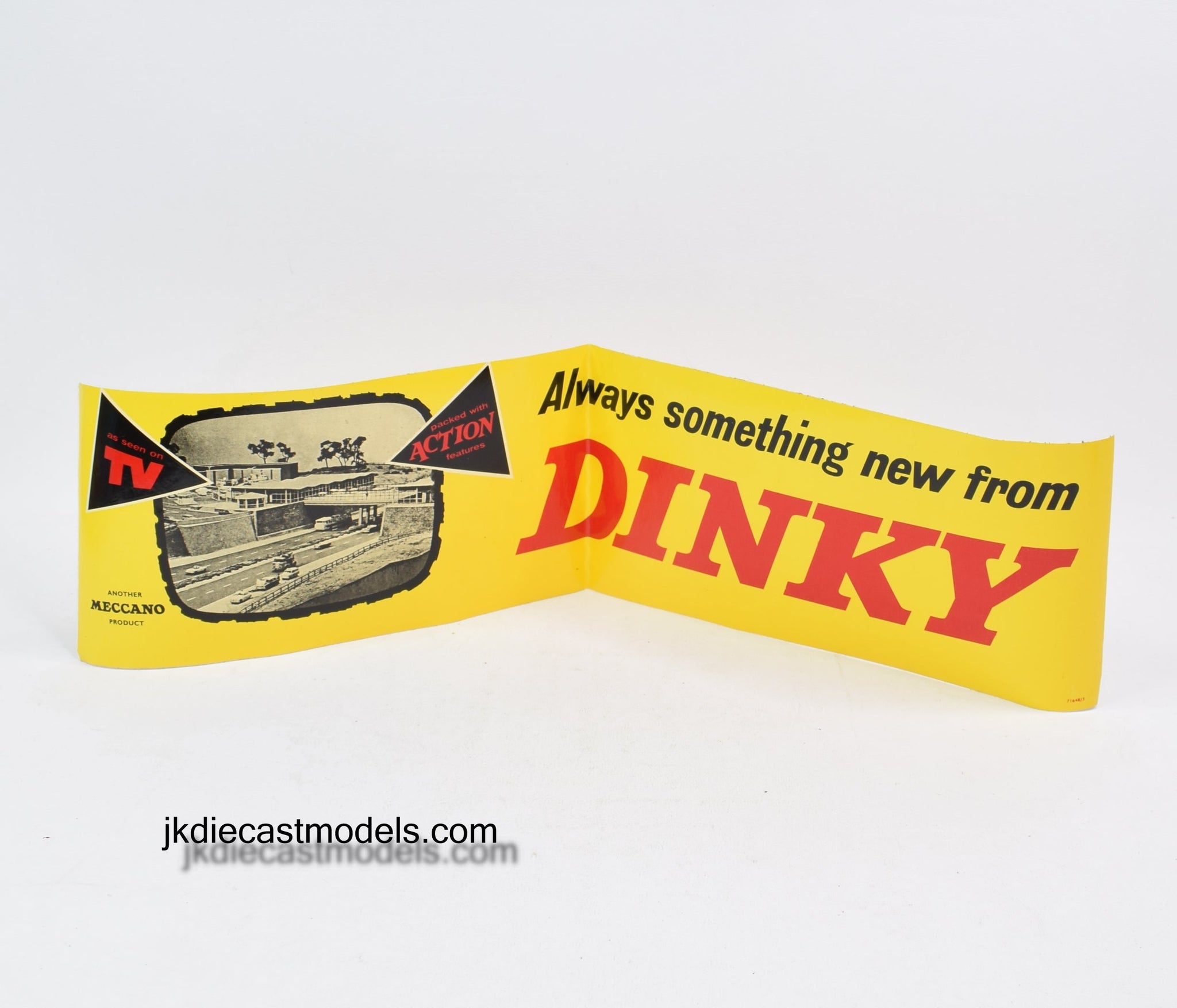 Dinky toy 'AS SEEN ON TV' and 'ALWAYS SOMETHING NEW' shop display stic ...