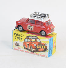 Corgi Toys 339 Austin Monte Carlo Mini Cooper 'S'. Virtually Mint/Nice box (Factory error - fitted with 485 roof rack)