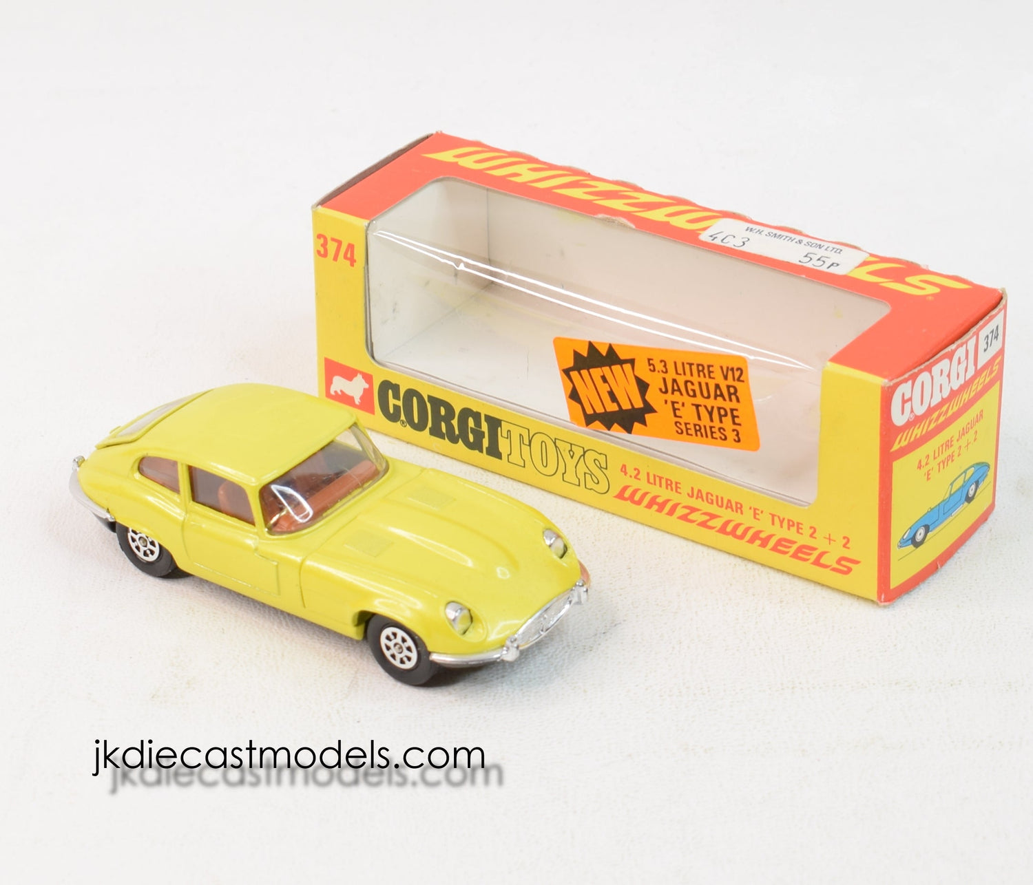 Corgi toys 374 5.3 'E' Type Jaguar Virtually Mint/Nice box