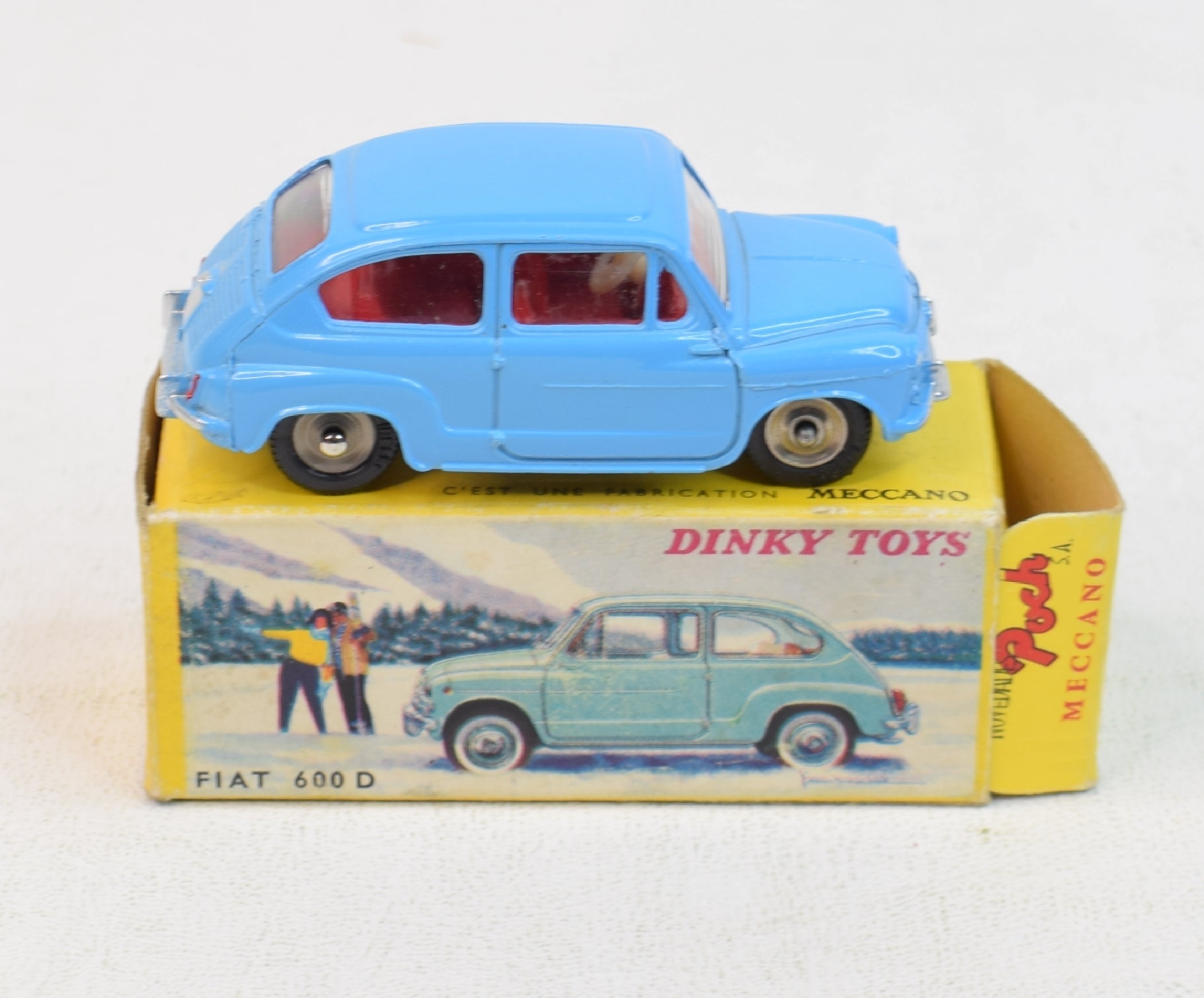 dinky toys atlas ref 520 fiat 600 d beige + boite