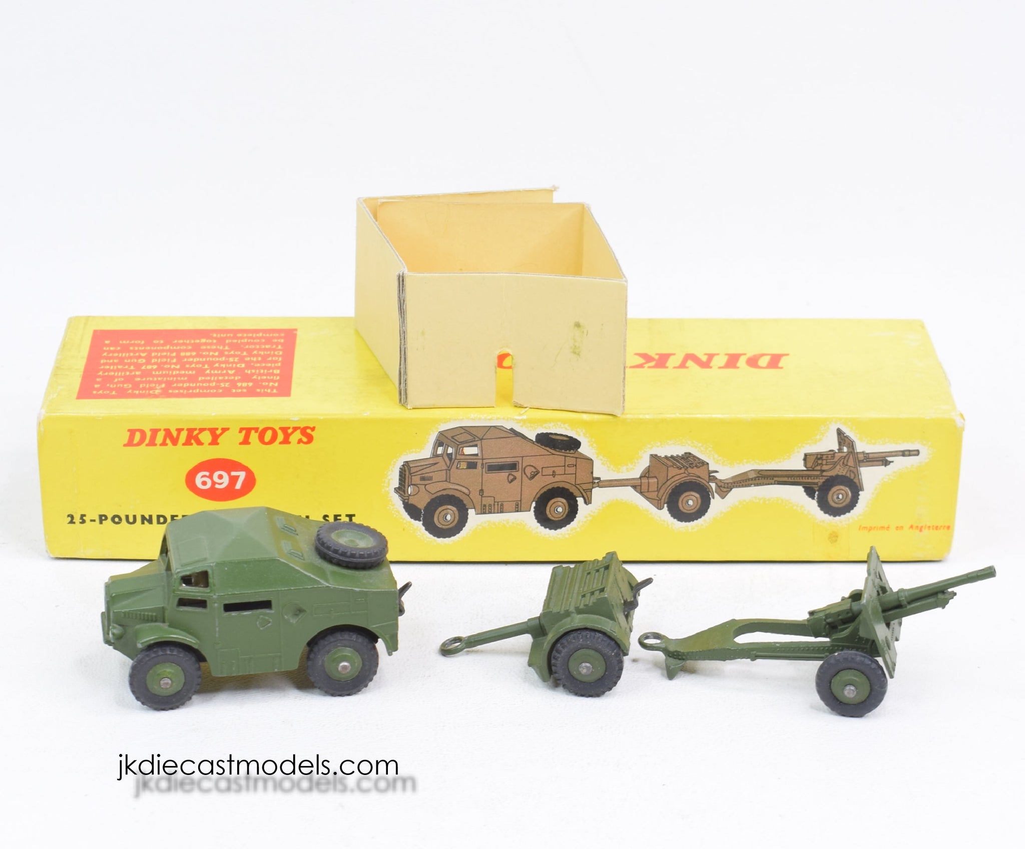 AJ716 DINKY TOYS GB 1/43 CHAR 2,5 FIEL GUN POUNDER ARTILLERIE Ref 697