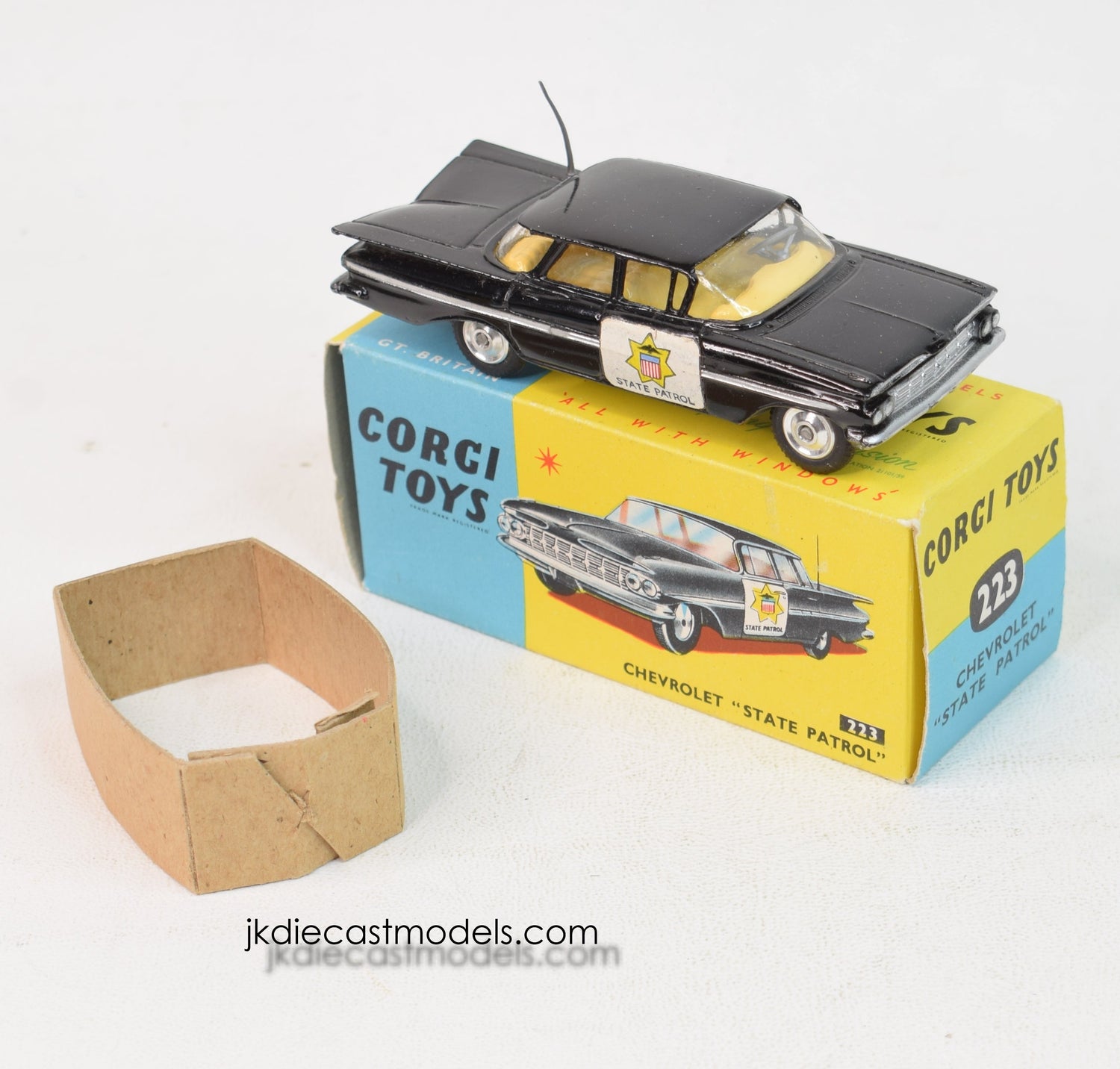 Corgi Toys 223 Chevrolet 'Police' Car Virtually Mint/Boxed (Mustard yellow int)