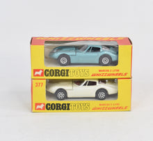 2 x Corgi toys 377 Marcos 3 litre Virtually Mint/Nice box