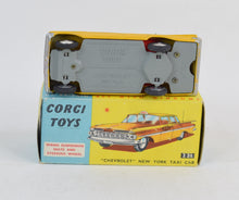 Corgi toys 221 'Chevrolet' New York Taxi Virtually Mint/Boxed (Specific Members letter)