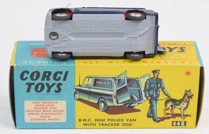 Corgi toys 448 B.M.C Mini Police Van with Tracker (485 baseplate) Virtually Mint/Boxed 'Weslake Collection'