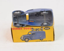 Dinky toys 492 Loud Speaker Van Virtually Mint/Boxed (Silver hubs)