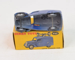 Dinky toys 492 Loud Speaker Van Virtually Mint/Boxed (Silver hubs)