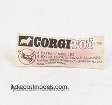 Corgi toy S.729 Accessory pack for Green Hornet of 8 spinners & 8 missiles