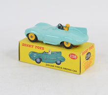 Dinky Toys 238 D type Jaguar Virtually Mint/Nice box (Yellow plastic hubs) (MR)
