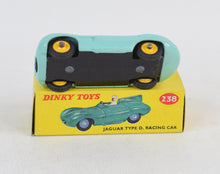 Dinky Toys 238 D type Jaguar Virtually Mint/Nice box (Yellow plastic hubs) (MR)
