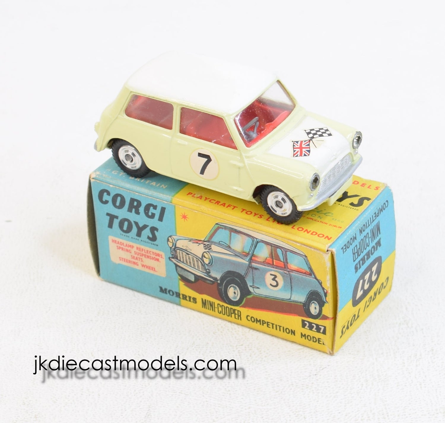 Corgi toys 227 Mini-Cooper Competition Virtually Mint/Boxed (Lighter yellow)