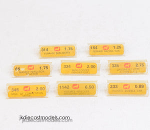 8 x Corgi toys Price tab & clip 'Blue & Yellow' Collection (U.S)