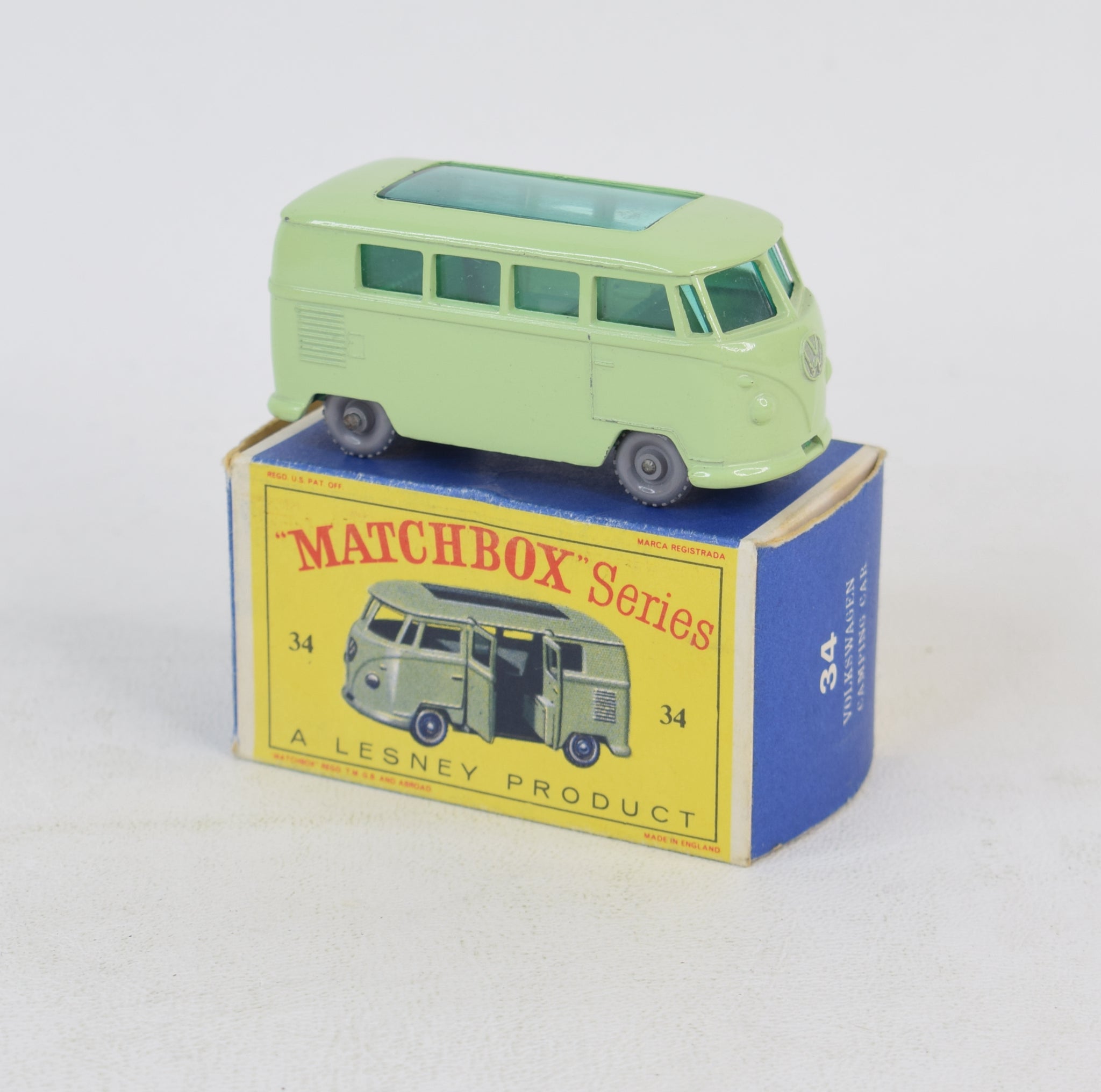 Matchbox Lesney 34 VW Camping car GPW/D box Virtually Mint/Nice box ...