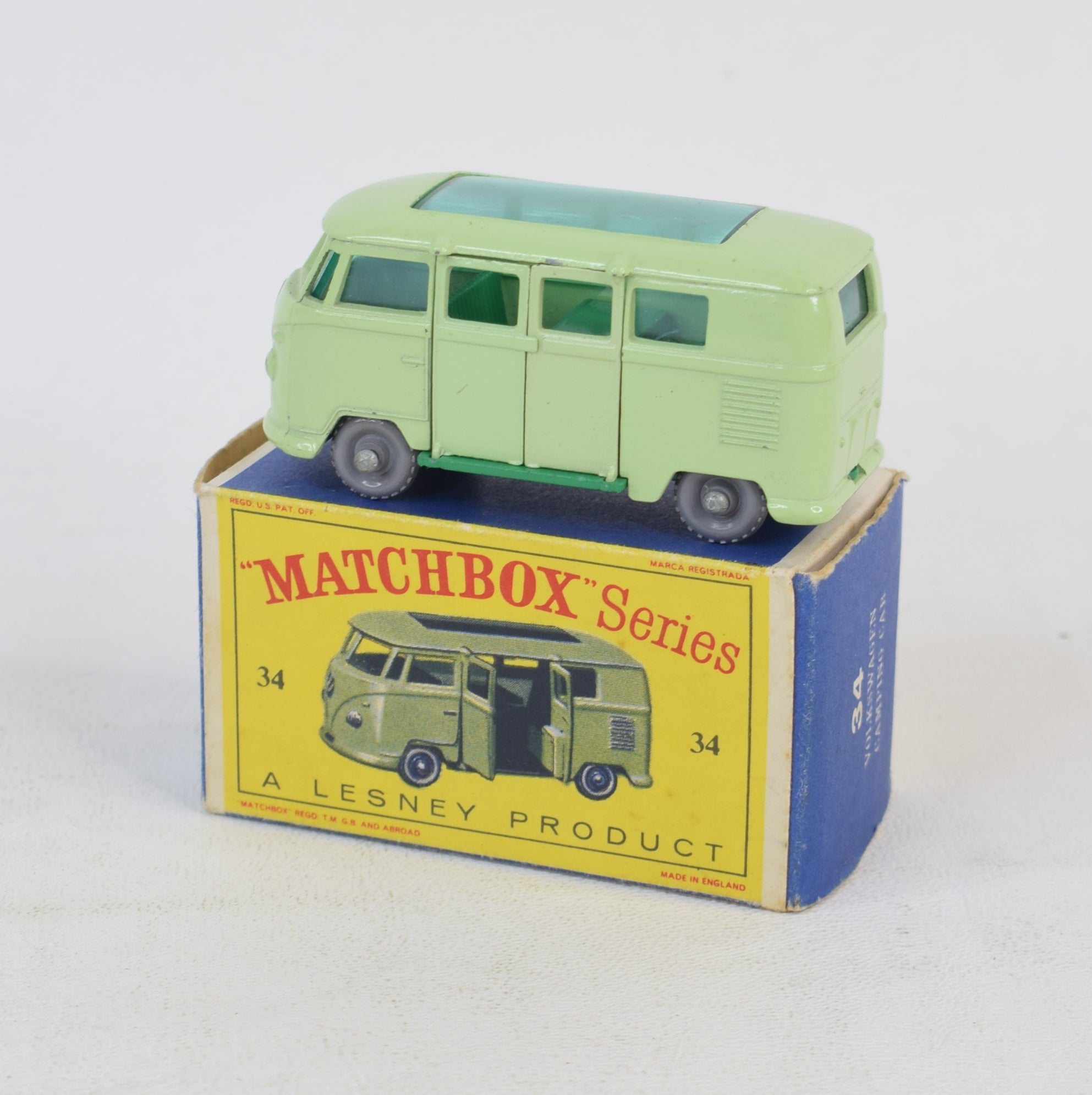 Matchbox Lesney 34 VW Camping car GPW/D box Virtually Mint/Nice box ...