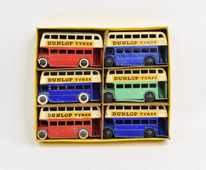 Pre war Dinky Toys 29c Double deck bus Trade box of 6 'Sileby Collection'