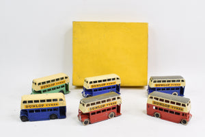 Pre war Dinky Toys 29c Double deck bus Trade box of 6 'Sileby Collection'